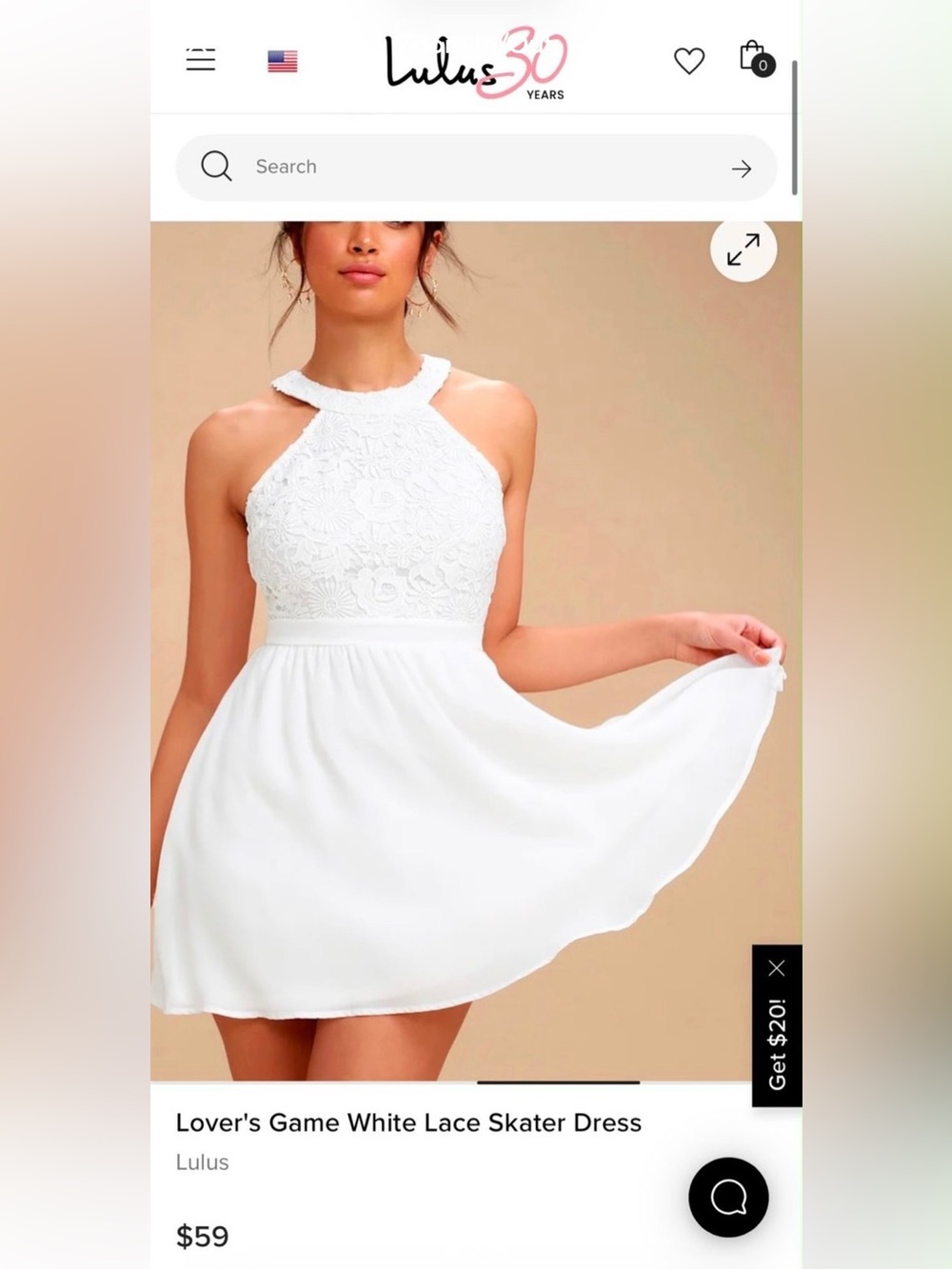 Lulu's White Lace Halter Skater Dress